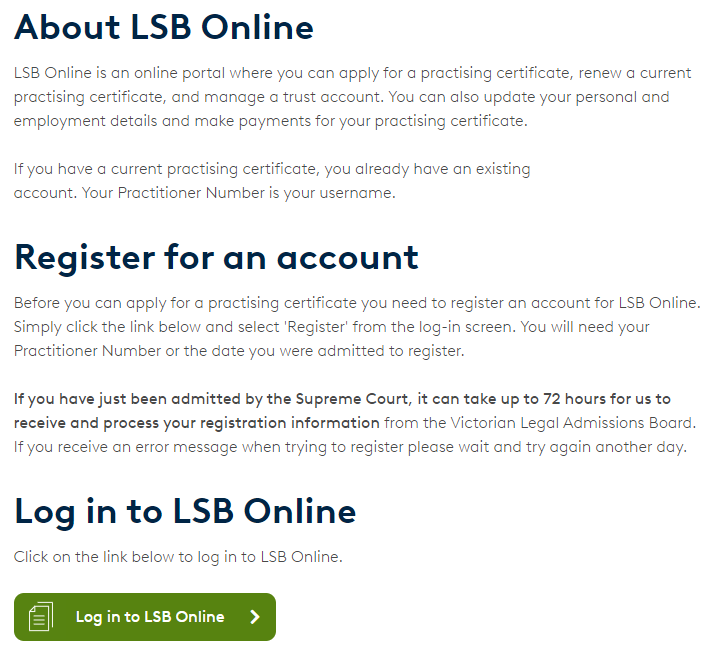 Log into LSB Online