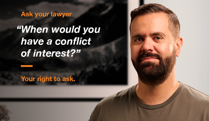 Image of a First Nations man and text 'when would you have a conflict of interest?'