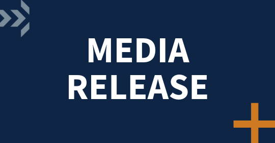 Media release text on dark blue background 