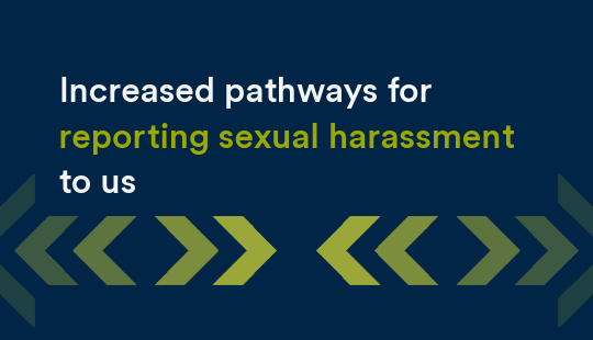 Increased pathways for reporting sexual harassment to us