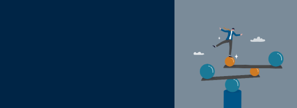 Graphic of a man balancing on a see-saw