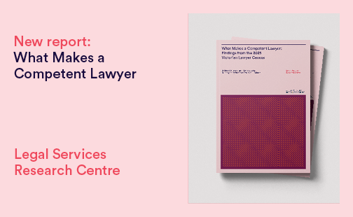 Report cover for the report: What Makes a Competent Lawyer: Findings from the 2025 Victorian Lawyer Census