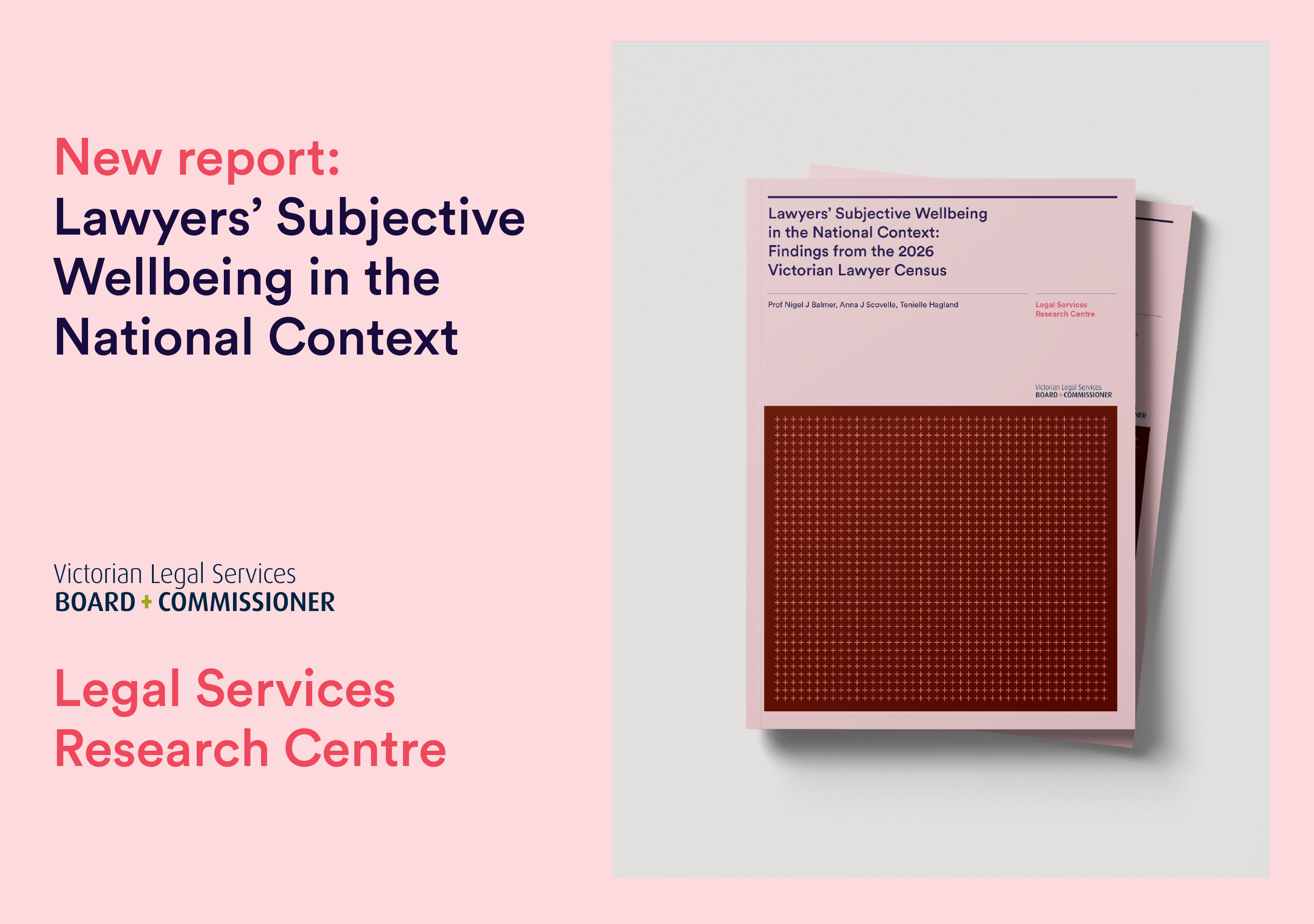 Image of the report cover titled: New report: Lawyers' Subjective wellbeing in the national context