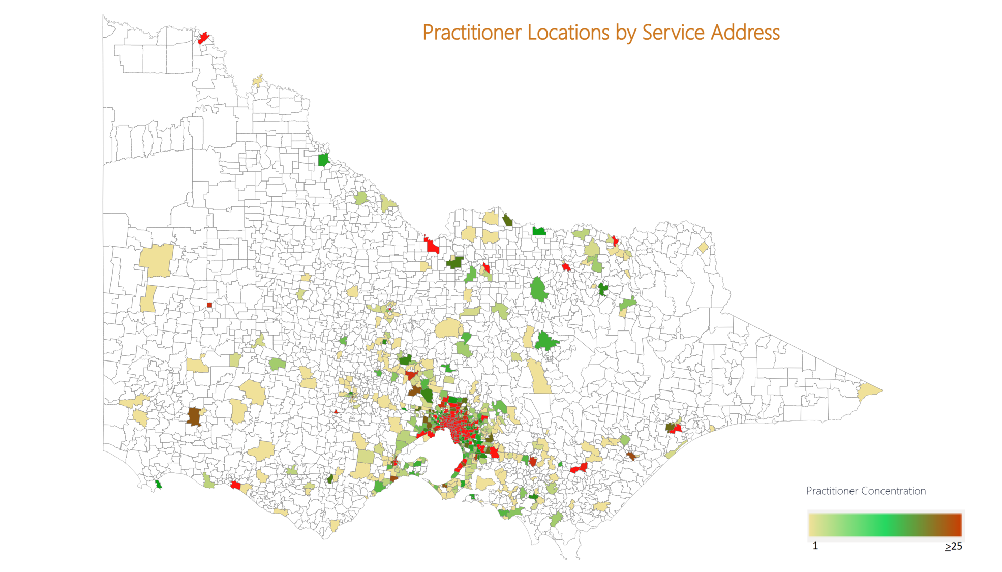 Where lawyers are located in Victoria - Map