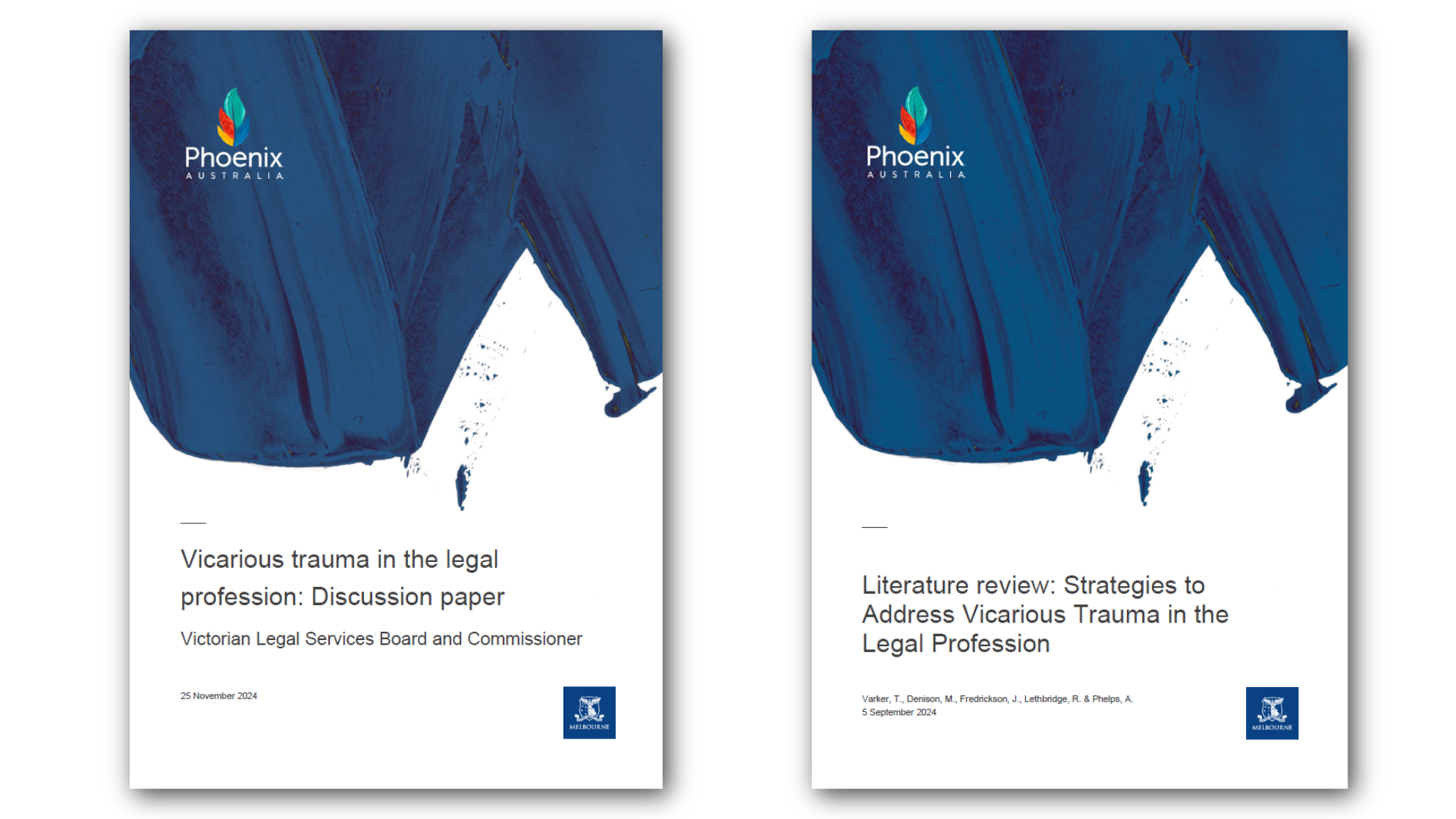 Covers of Vicarious trauma in the legal profession cover and Literature review: Strategies in the legal profession cover